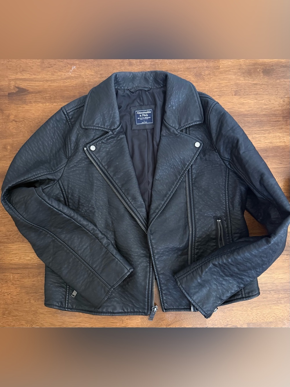Abercrombie & Fitch Women's Black Faux Leather Moto-Style Jacket